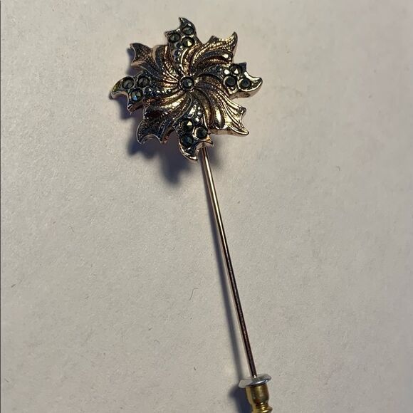 Vintage Stickpin With Black Rhinestones - Picture 3 of 4